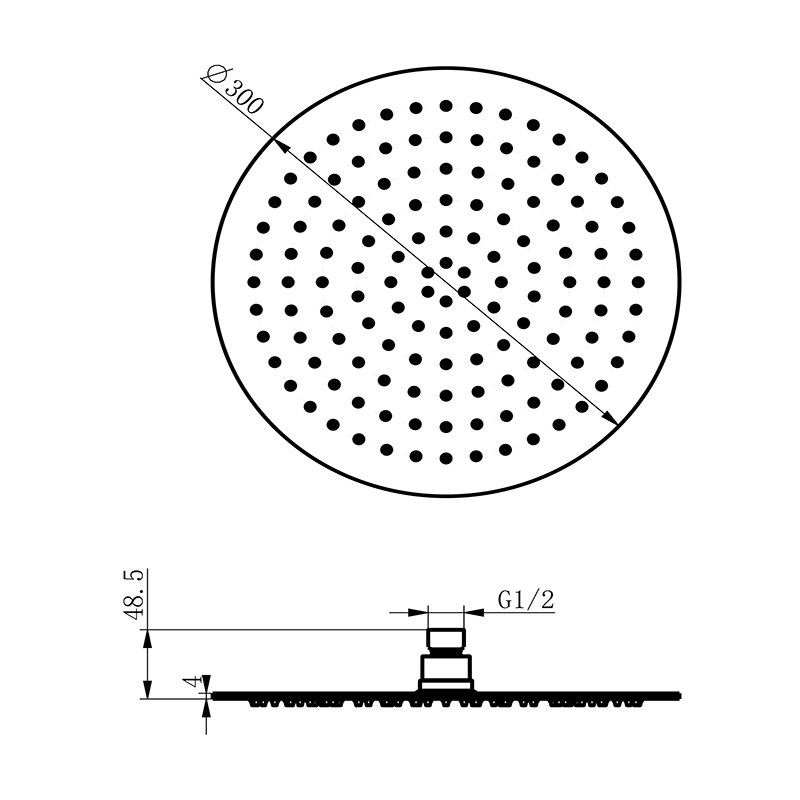 10 Inch Stainless Steel Thickened Shower Head LDDR1201