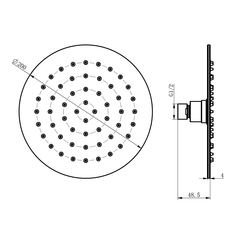 8 Inch Stainless Steel Thickened Shower Head LDDR0801