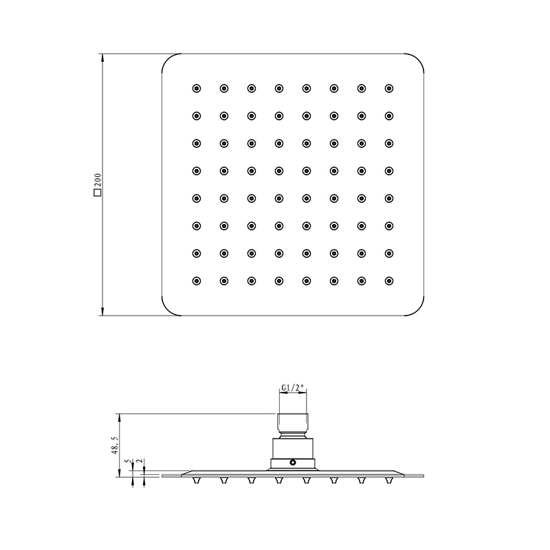 Square Ultra-Thin Shower Head LDAS0801