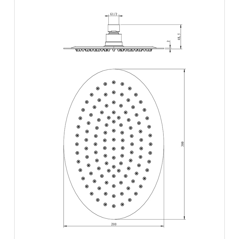 Oval Ultra-Thin Shower Head LDAE0812