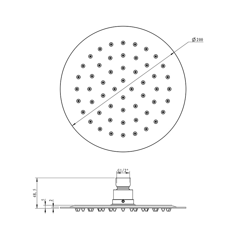 8 Inch Round Ultra-Thin Shower Head LDAR0801