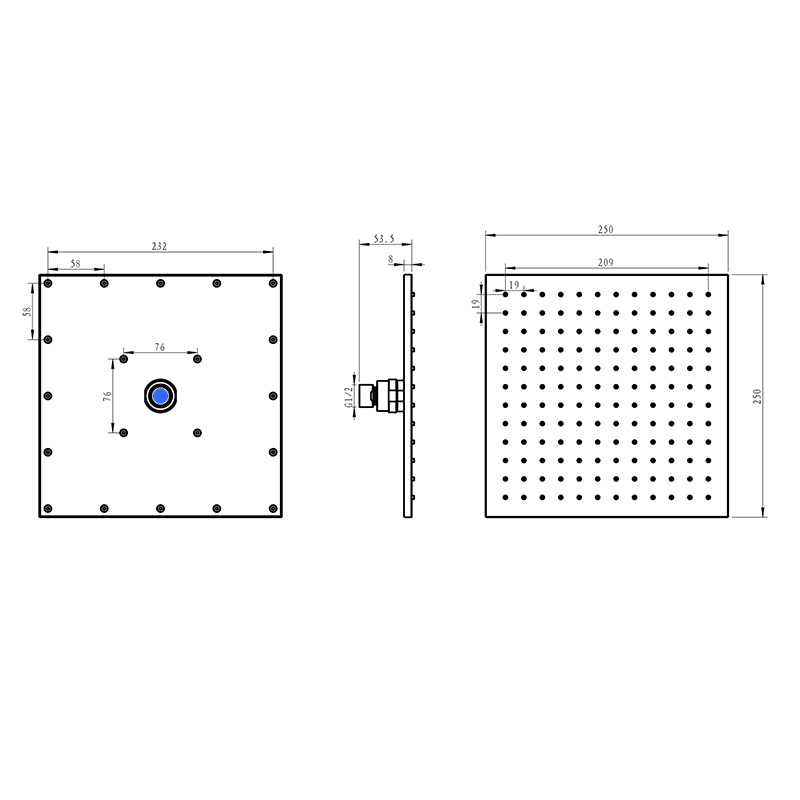 10 Inch Square Brass Shower Head LDBS1001