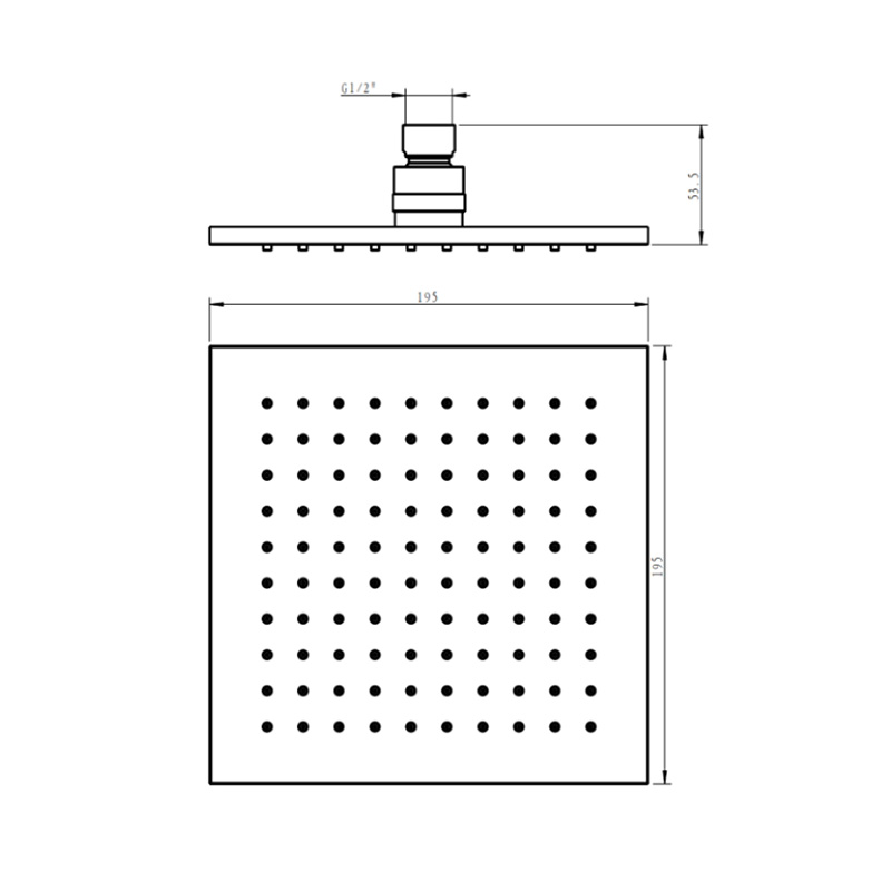 8 Inch Square Brass Shower Head LDBS0801