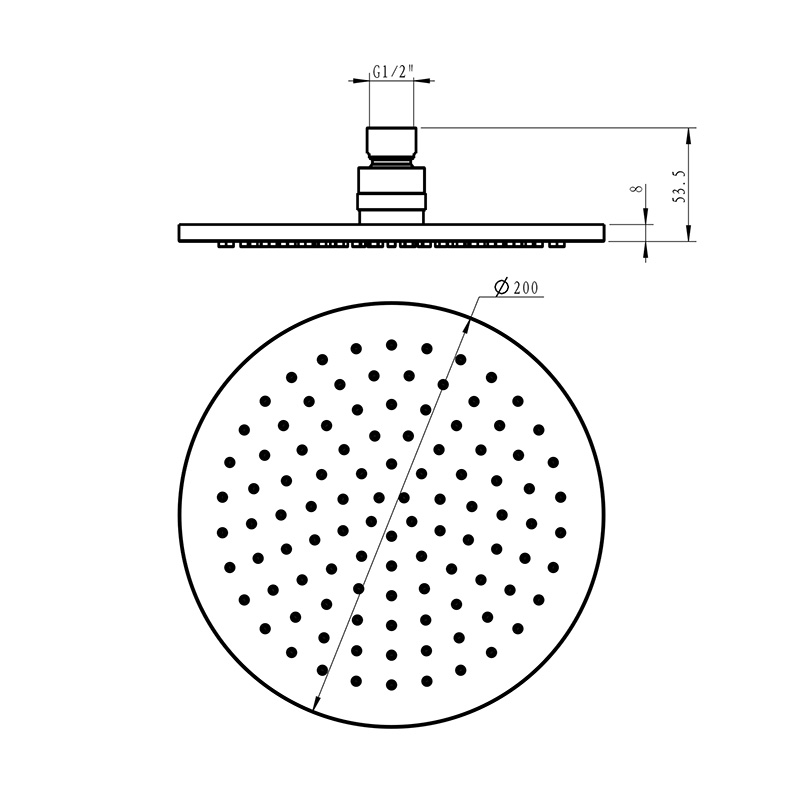 8 Inch Round Brass Shower Head LDBR0801